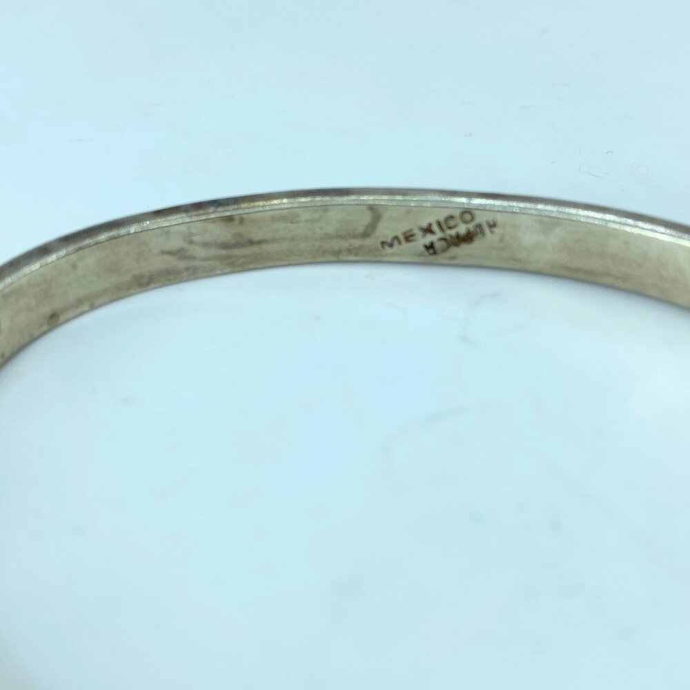 Sterling Silver Hinged Bangle Bracelet with Brass Screws Taxco Mexico 6.5" JR781 - Picture 6 of 6